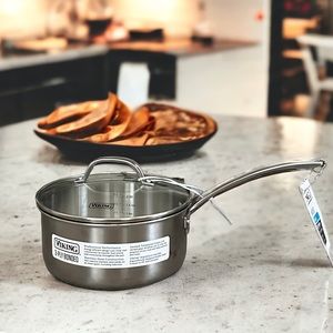 VIKING 3-Ply Stainless  W Aluminum Core Sauce  Pan Handle Glass Lid 3Qt 2.8L NWT